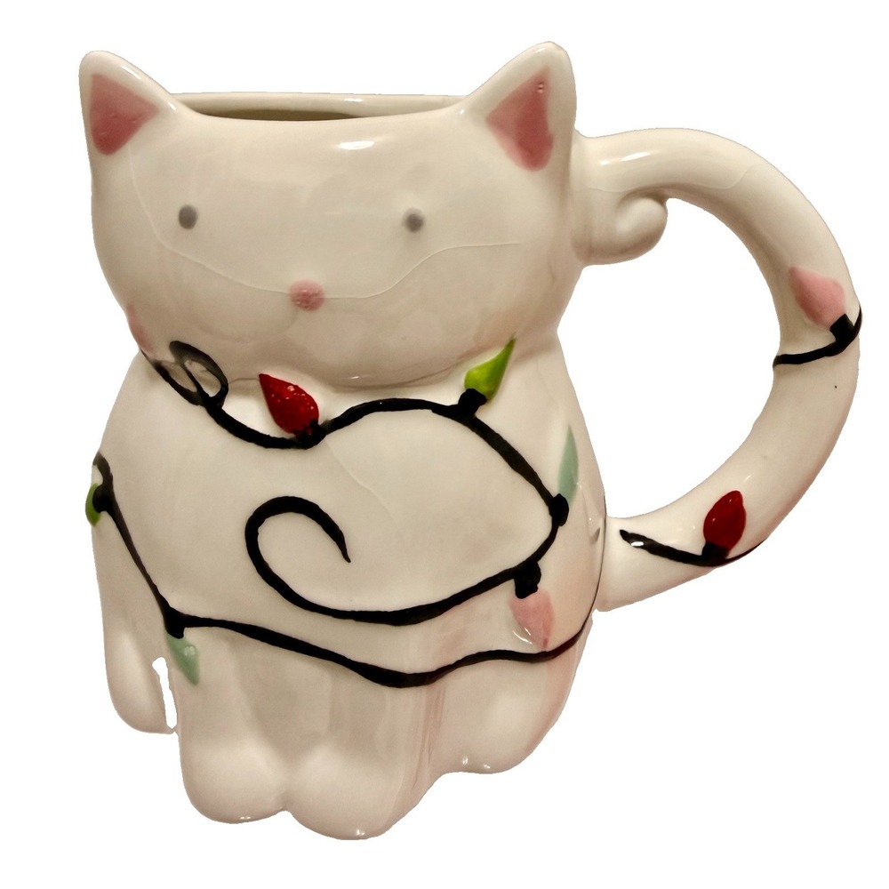 Target Wondershop 2024 16 oz Stoneware Figural Cute Christmas Cat Mug